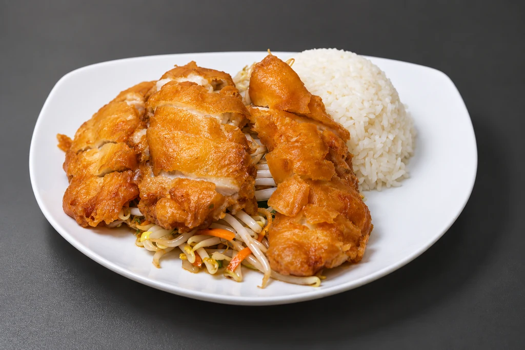 Knuspriges Hähnchen mit Reis